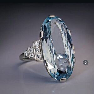 Simulated Blue Topaz & Sterling Silver Ring